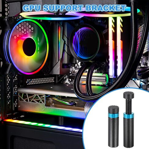 PATIKIL 49-80mm GPU Support Bracket, Graphics Card GPU Stand Brace Video Card Holder with Magnet with Bubble Spirit Level for Home Office Internet Cafes, Black Blue in Saudi Arabia