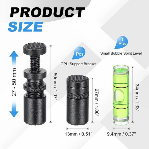 PATIKIL 27-50mm GPU دعم قوس، بطاقة الرسومات GPU حامل حامل بطاقة الفيديو مع مغناطيس مع مستوى روح الفقاعة لمقاهي الإنترنت في المنزل والمكتب، أسود in Saudi Arabia