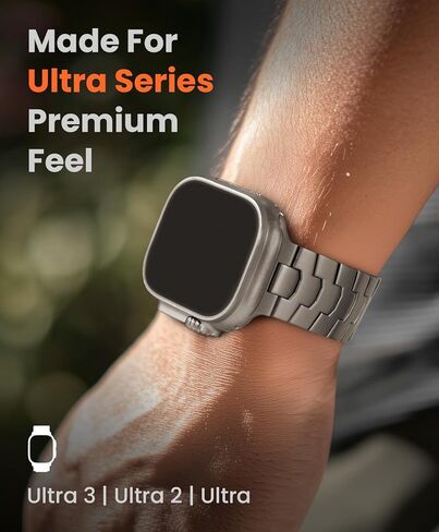 AGIS02 Titanium Band for Apple Watch Ultra 3/2/1 Band 49mm & Series 11/10 46mm, Premium Adjustable Ultra Watch Band for Men with Butterfly Clasp, Durable and Lightweight iWatch Metal Strap in Kuwait