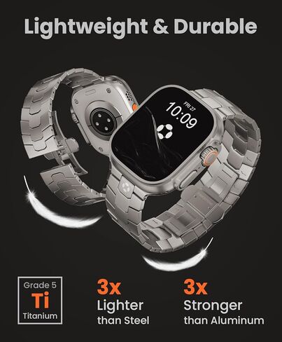 AGIS02 Titanium Band for Apple Watch Ultra 3/2/1 Band 49mm & Series 11/10 46mm, Premium Adjustable Ultra Watch Band for Men with Butterfly Clasp, Durable and Lightweight iWatch Metal Strap in Kuwait