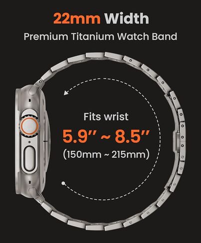 AGIS02 Titanium Band for Apple Watch Ultra 3/2/1 Band 49mm & Series 11/10 46mm, Premium Adjustable Ultra Watch Band for Men with Butterfly Clasp, Durable and Lightweight iWatch Metal Strap in Kuwait