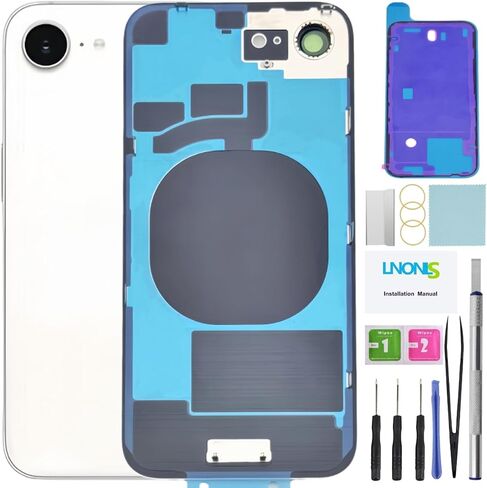 16e Back Glass Replacement for iPhone 16e Rear Back Cover Glass with Frame Waterproof and Camera Lens+Professional Repair Tool Kit (Black) in Saudi Arabia