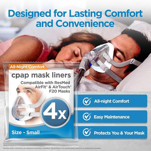 بطانات أقنعة CPAP من resplabs - بطانات نوم لأقنعة CPAP لكامل الوجه، عالمية - 4 عبوات in Kuwait