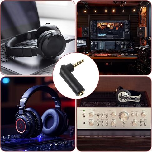 3 PCS 90 Degree Right Angle Gold-Plated TRRS Stereo Headphone Connector, 3.5mm Angle Male to Female Audio Adapte, Compatible with Speakers Headsets Cell Phone in Saudi Arabia