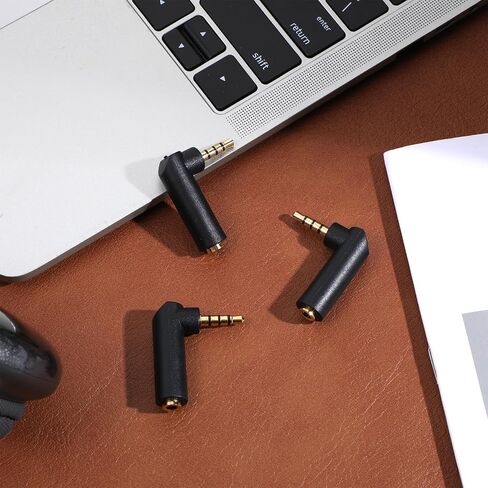 3 PCS 90 Degree Right Angle Gold-Plated TRRS Stereo Headphone Connector, 3.5mm Angle Male to Female Audio Adapte, Compatible with Speakers Headsets Cell Phone in Saudi Arabia