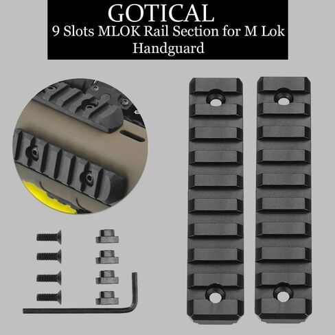 Gotical 9 Slots and 11 Slots MLOK Rail Section for M Lok Handguard Eleven Slots Rail Picatinny Rail (2 Pieces 9 Slot, 2 Pieces 11 Slot) in Saudi Arabia