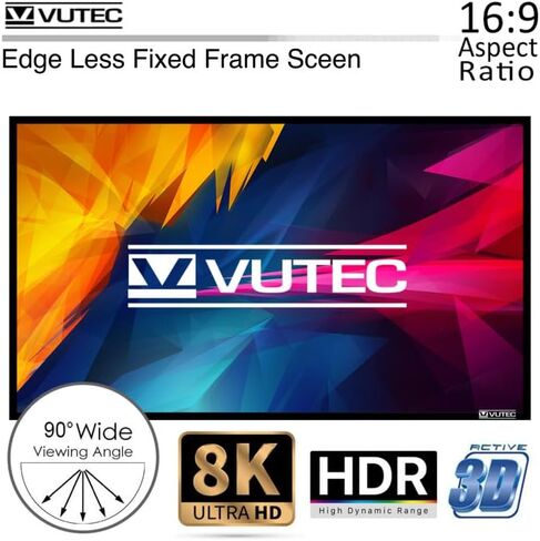 شاشة عرض بإطار ثابت من Edgeless UST مقاس 120 بوصة 16:9، 1.6 كسب 8K 4K Ultra HD Active 3D ALR Crystal LT شاشة عرض مثبتة على الحائط للأفلام والفصول الدراسية والمكتب والسينما المنزلية in Saudi Arabia