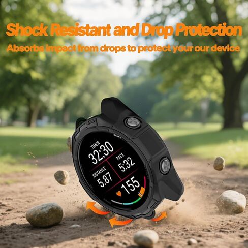 واقي شاشة للساعة + غطاء حافظة لساعة Garmin Forerunner 570 42 مم، [3 قطع] طبقة زجاجية مقسى ثلاثية الأبعاد وممتص للصدمات من مادة TPU، مضاد للخدش، خالي من الفقاعات، شفاف عالي الدقة، حماية ضد الصدمات (أسود) in Kuwait