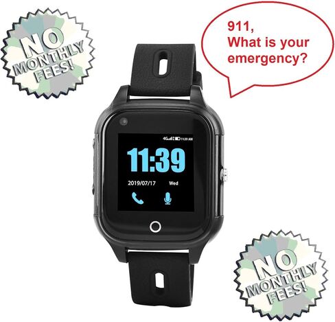 ساعة SkyAngel911Wrist الذكية للتنبيه الطبي - بدون عقد، تكلفة لمرة واحدة، كشف السقوط + 911 مكالمة من المعصم، ساعة مقاومة للماء للصحة والسلامة، صوت ثنائي الاتجاه، مساعدة الطوارئ لكبار السن والبالغين in Kuwait