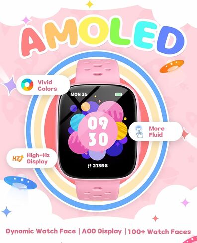 Smart Watch for Kids No Phone No APP Needed, 1.83" AMOLED Screen Fitness Tracker Watch with Pedometer, Kids Smart Watch with Heart Rate/Sleep Monitor, IP68 Waterproof for Girls 5-12 in Saudi Arabia