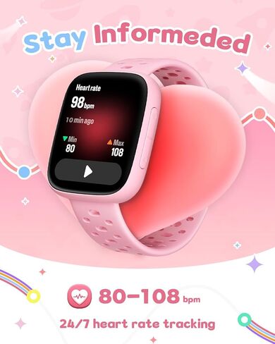 Smart Watch for Kids No Phone No APP Needed, 1.83" AMOLED Screen Fitness Tracker Watch with Pedometer, Kids Smart Watch with Heart Rate/Sleep Monitor, IP68 Waterproof for Girls 5-12 in Saudi Arabia