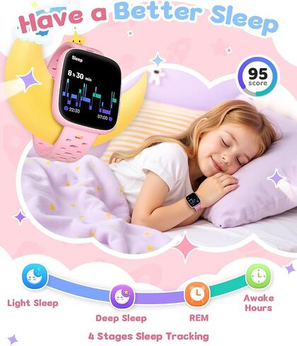 Smart Watch for Kids No Phone No APP Needed, 1.83" AMOLED Screen Fitness Tracker Watch with Pedometer, Kids Smart Watch with Heart Rate/Sleep Monitor, IP68 Waterproof for Girls 5-12 in Saudi Arabia