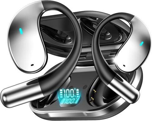 سماعات أذن لاسلكية بلوتوث مفتوحة الأذن، سماعات رأس، ميكروفون إلغاء الضوضاء ENC، صوت هاي فاي وباس عميق، مقاومة للماء IP54، بطارية 68 ساعة، للجري، السفر، العمل، دراسات الترجمة، ركوب الدراجات، التمرين in Kuwait