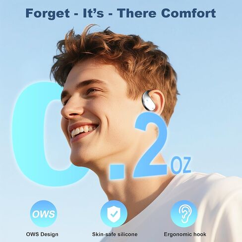 سماعات أذن لاسلكية بلوتوث مفتوحة الأذن، سماعات رأس، ميكروفون إلغاء الضوضاء ENC، صوت هاي فاي وباس عميق، مقاومة للماء IP54، بطارية 68 ساعة، للجري، السفر، العمل، دراسات الترجمة، ركوب الدراجات، التمرين in Kuwait