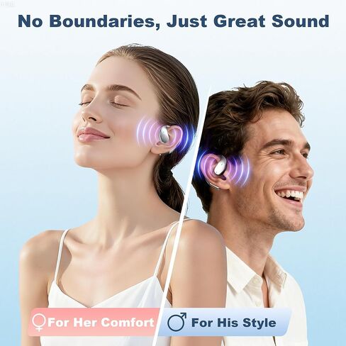 سماعات أذن لاسلكية بلوتوث مفتوحة الأذن، سماعات رأس، ميكروفون إلغاء الضوضاء ENC، صوت هاي فاي وباس عميق، مقاومة للماء IP54، بطارية 68 ساعة، للجري، السفر، العمل، دراسات الترجمة، ركوب الدراجات، التمرين in Kuwait