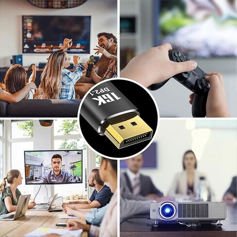 كابل DisplayPort 2.1 16K، كابل DisplayPort ذكر إلى كابل DisplayPort ذكر، يدعم 16K 30 هرتز 40 جيجابت في الثانية ديناميكي HDR ثلاثي الأبعاد، لمزامنة FreeSync لشاشة ألعاب G Sync 4.9 قدم in Saudi Arabia