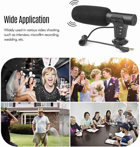 Akozon Stereo Microphone Hot Shoe Mount Portable Mini 3.5mm Jack DV Microphone for Camera Film Recording Interview in Saudi Arabia