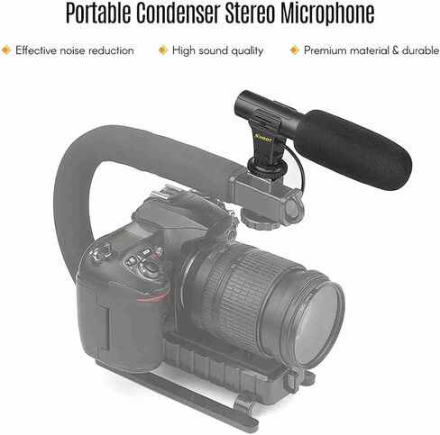 Akozon Stereo Microphone Hot Shoe Mount Portable Mini 3.5mm Jack DV Microphone for Camera Film Recording Interview in Saudi Arabia