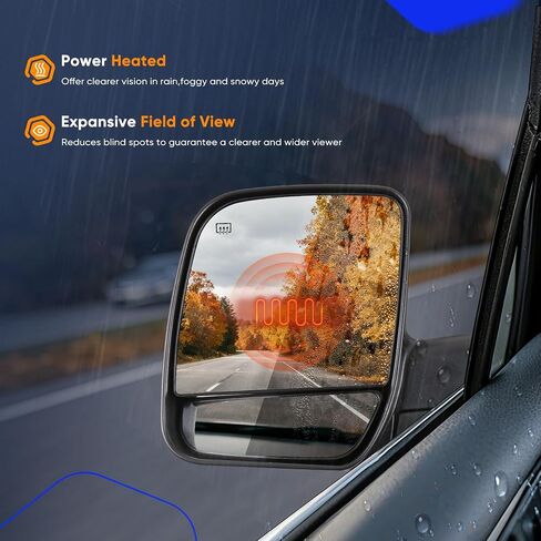 ECCPP Driver Side Mirrors, Left Rear View Mirrors fit 2003-2013 For Ford E-150 E-250 2004-2013 For Ford E-350 E-450 Super Duty E-450 Power Heated Manual Folding in Saudi Arabia