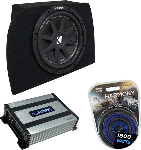 Harmony Audio HA-A400.1 متوافق مع 90-05 Mazda Miata MX-5 Sub Amp فردي 800 واط - 1 أوم ثابت، Kicker 43C104 10 بوصة Comp C10 Series Sub 150W RMS 4 Ohm SVC Sub & MAZDA1X10-MIATA Sub Box in Saudi Arabia