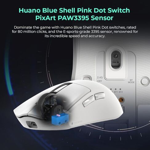 TECWARE EX1 Lightweight Gaming Mouse | 26K DPI Wireless Mouse with OLED Display | 59g Ultra-Light Design | RGB Charging Dock | Tri-Mode Connectivity 2.4GHz/Bluetooth/Wired with Grip Tape | Black in Kuwait