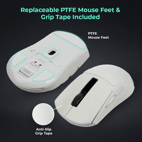 TECWARE EX1 Lightweight Gaming Mouse | 26K DPI Wireless Mouse with OLED Display | 59g Ultra-Light Design | RGB Charging Dock | Tri-Mode Connectivity 2.4GHz/Bluetooth/Wired with Grip Tape | Black in Kuwait