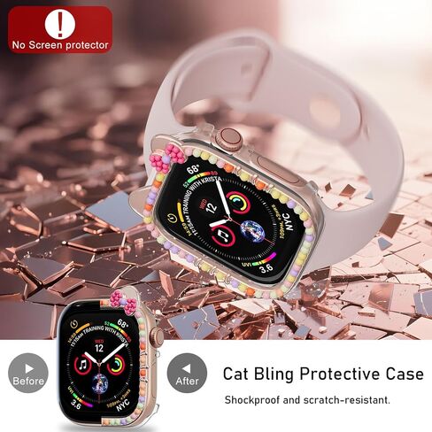 4 عبوات من الحافظة اللامعة لساعة Apple Watch SE 3/SE 2/SE/6/5/4 مقاس 40 مم، غطاء حماية ممتص الصدمات من حجر الراين اللامع بنمط قطة لملحقات iWatch مقاس 40 مم للنساء in Saudi Arabia