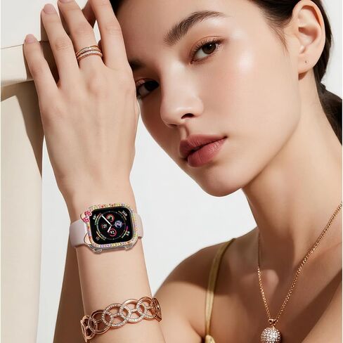 4 عبوات من الحافظة اللامعة لساعة Apple Watch SE 3/SE 2/SE/6/5/4 مقاس 40 مم، غطاء حماية ممتص الصدمات من حجر الراين اللامع بنمط قطة لملحقات iWatch مقاس 40 مم للنساء in Saudi Arabia