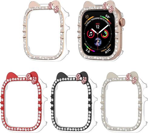 4-Pack Bling Case for Apple Watch SE 3/SE 2/SE/6/5/4 40mm, Cat Pattern Glitter Diamond Rhinestone Bumper Protector Cover for iWatch Accessories 40 mm for Women in Kuwait