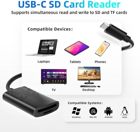 SD 4.0 Card Reader - UHS-II USB-C SD TF Card Reader, for MacBook iPad Android DSLR Camera, Micro SD Memory Card Adapter in Saudi Arabia