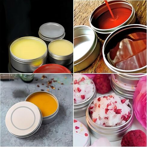LJY 48 Pieces Black Round Aluminum Cans Screw Lid Metal Tins Jars Empty Slip Slide Containers (Mixed Sizes) in Kuwait