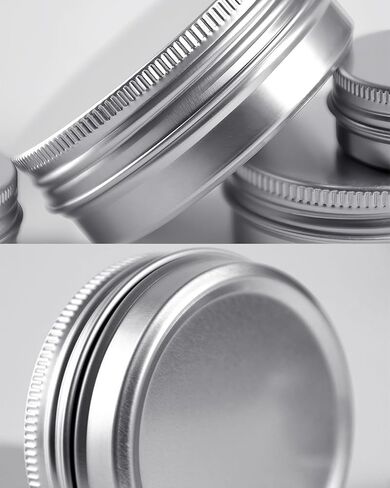 LJY 48 Pieces Black Round Aluminum Cans Screw Lid Metal Tins Jars Empty Slip Slide Containers (Mixed Sizes) in Kuwait