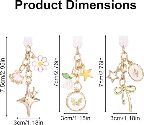 3 قطع من قابس الغبار لمنفذ الشحن، 3 أنماط من قابس الغبار اللطيف المتوافق مع هواتف Kindle وأجهزة القراءة الإلكترونية لمنفذ الشحن من النوع C in Kuwait