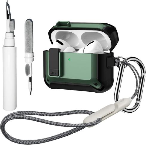 [4 in 1] Lock Case Compatible with AirPods Pro 3 with Keychain,Lanyard and Cleaning Pen Kit,Military Grade Armor Shockproof Rugged Shell Protective Cover for Women Men in Saudi Arabia