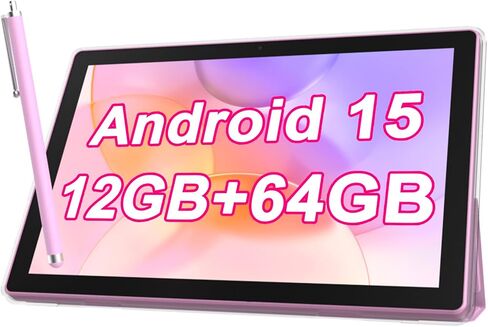 Android table 10 Inch ablet With Tablets protective Case and Stylus Pen android 15 Tablets 5G WiFi-6 1280*800 full HD IPS display 6000mah 64GB ROM+12GB RAM (4+8 Virtual) 1024GB Expansion (Pink) in Saudi Arabia
