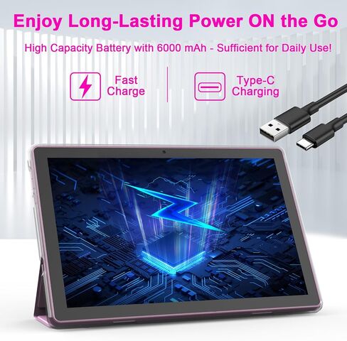 Android table 10 Inch ablet With Tablets protective Case and Stylus Pen android 15 Tablets 5G WiFi-6 1280*800 full HD IPS display 6000mah 64GB ROM+12GB RAM (4+8 Virtual) 1024GB Expansion (Pink) in Saudi Arabia
