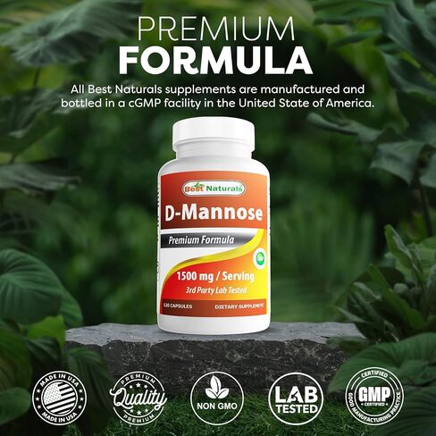 Best Naturals D-Mannose Capsules - Urinary Tract Cleanse Supplement 1500mg/Serving - 120 Count in Saudi Arabia