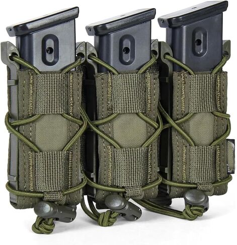 Triple Mag Pouch 9mm: 3 Magazine Holster for 9mm 40 Calibers 45 ACP,Open-Top Magazine Pouches for Response Compatible Tactical Webbing Belts in Saudi Arabia