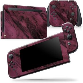 Design Skinz - متوافق مع Nintendo 2DS XL - غطاء حماية من الفينيل قابل للإزالة ومقاوم للخدش - أسود ووردي رخامي Swirl V1 in Kuwait