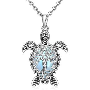 Sea Turtle Necklace Turquoise Tree of Life Turtle Necklace for Women Sterling Silver Pendant Jewelry Birthday Mothers Day Gifts in Saudi Arabia