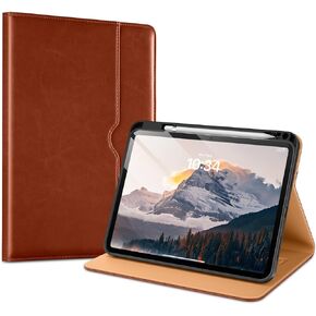 VIKESI Case for iPad (A16) 11th Generation 11 Inch 2025 and iPad 10th Generation 10.9 Inch 2022, Leather Smart Folio Cover with Pencil Holder and Hand Strap, Support Auto Sleep/Wake, Brown in Kuwait