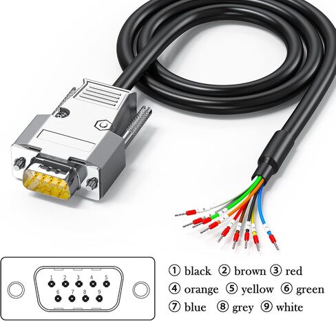 موصل ذكر DB9 إلى الأسلاك العارية، كابل تسلسلي DB9، كابل تمديد تسلسلي 9 دبوس 26AWG 3.3FT-1M، جميع الأسلاك التسعة مجهزة بكتل طرفية للعلامة، تقبل بروتوكولات الاتصال مثل RS232 وRS485 in Saudi Arabia