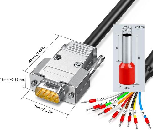 موصل ذكر DB9 إلى الأسلاك العارية، كابل تسلسلي DB9، كابل تمديد تسلسلي 9 دبوس 26AWG 3.3FT-1M، جميع الأسلاك التسعة مجهزة بكتل طرفية للعلامة، تقبل بروتوكولات الاتصال مثل RS232 وRS485 in Saudi Arabia