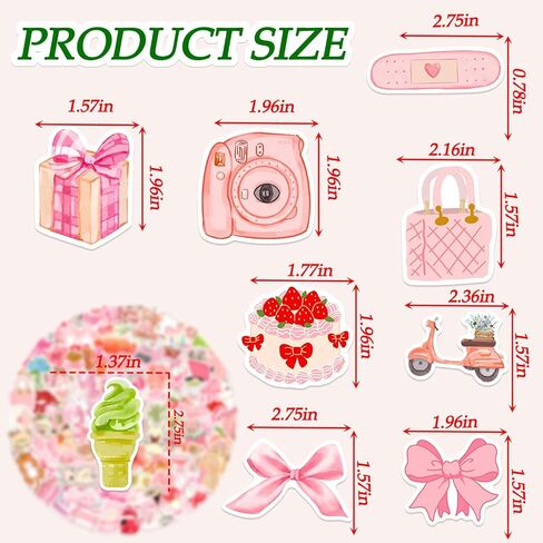 100 Pcs Cute Aesthetic Stickers Watercolor Coquette Sticker Pack Aesthetic Fruit Themed Vinyl Waterproof Stickes for Water Bottles Laptop Skateboard Luggage Computer Stickers in Saudi Arabia