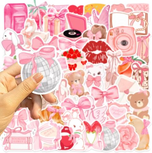 100 Pcs Cute Aesthetic Stickers Watercolor Coquette Sticker Pack Aesthetic Fruit Themed Vinyl Waterproof Stickes for Water Bottles Laptop Skateboard Luggage Computer Stickers in Saudi Arabia