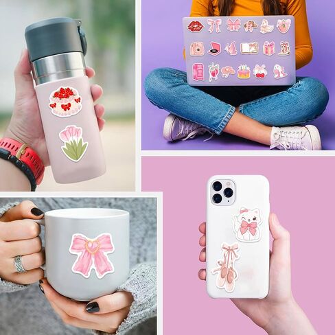 100 Pcs Cute Aesthetic Stickers Watercolor Coquette Sticker Pack Aesthetic Fruit Themed Vinyl Waterproof Stickes for Water Bottles Laptop Skateboard Luggage Computer Stickers in Saudi Arabia