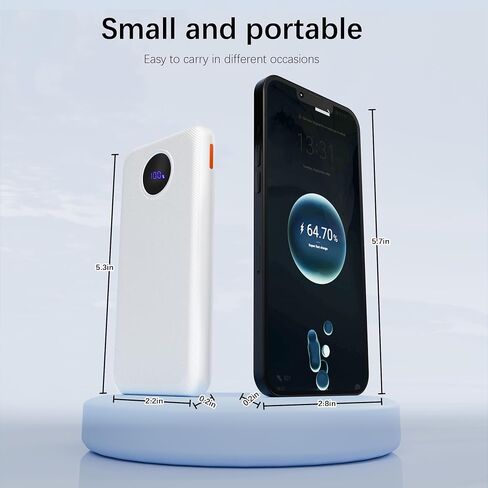 Portable Charger with Built in Cable 10000mah Portable Charger 22.5W Powerbank Fast Charging 4 Outputs 2 inputs Phone Battery Pack Compatible with iPhone Samsung Pixel LG Moto iPad etc(White) in Saudi Arabia