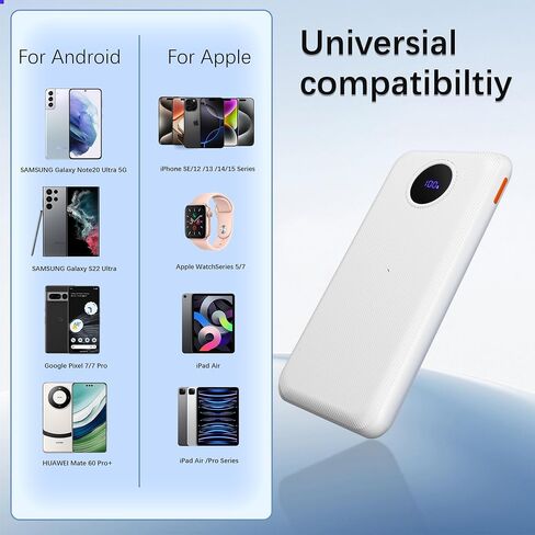 Portable Charger with Built in Cable 10000mah Portable Charger 22.5W Powerbank Fast Charging 4 Outputs 2 inputs Phone Battery Pack Compatible with iPhone Samsung Pixel LG Moto iPad etc(White) in Saudi Arabia