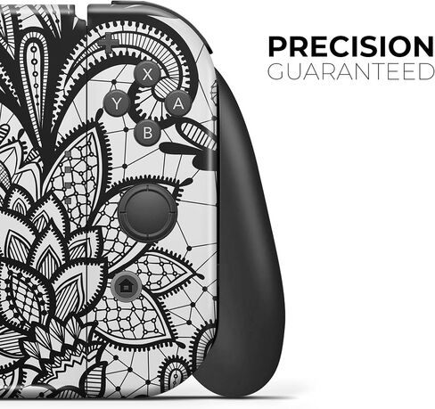 Design Skinz - متوافق مع Nintendo Wii - ملصق حماية من الفينيل مقاوم للخدش وقابل للإزالة - زهور هندسية باللونين الأسود والأبيض in Saudi Arabia