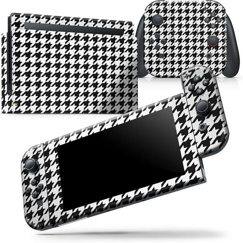 Design Skinz - Compatible with Nintendo Switch Lite - Skin Decal Protective Scratch-Resistant Removable Vinyl Wrap Cover - Black and White Houndstooth Pattern in Saudi Arabia